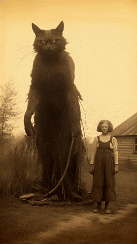 cursejourney giphyupload cat hug scary cat giant cat GIF