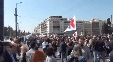 Anti-Austerity Protesters March in Athens During General Strike