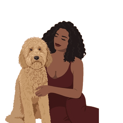 BlkWomenLoveDogs giphyupload doodle black girl dog mom Sticker