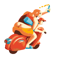 bolimepipi summer travel orange motorcycle Sticker