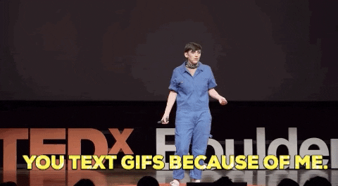 julie giphygifmaker talk ted texting GIF