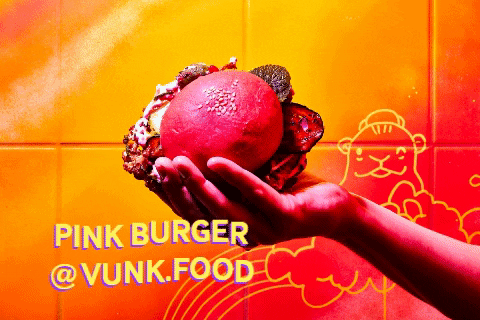 vunkfood giphygifmaker pink burger foodporn GIF