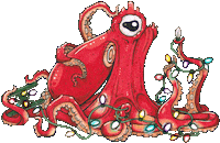 Confused Merry Christmas Sticker by OctoNation® The Largest Octopus Fan Club!