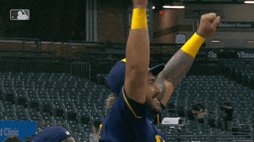Excited Omar Narvaez GIF by Milwaukee Brewers
