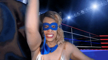 ComedianHollyLogan mask boxing superhero hero GIF