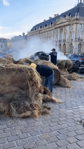 Farmers Burn Hay and Dump Manure During Bordeaux Eco Protest
