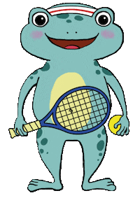 post_familyresort play tennis frog winken Sticker