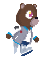 lil_ye pixel good morning running bear Sticker