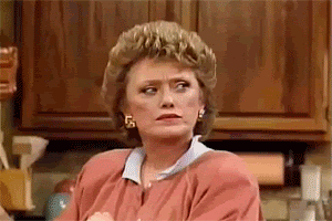 TV gif. Rue McClanahan as Blanche on The Golden Girls looks over at someone, looking them up and down with furrowed eyes.