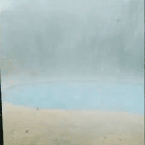 Hail Batters Swimming Pool in Florida's Merritt Island