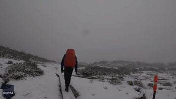 Adventurers Document Stunning Mountain Trek in Snowy Tasmania
