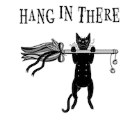 SallyStRose cat black cat hang in there sallystrose Sticker
