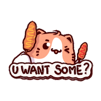 budjifriends cats toto corn dogs you want some Sticker