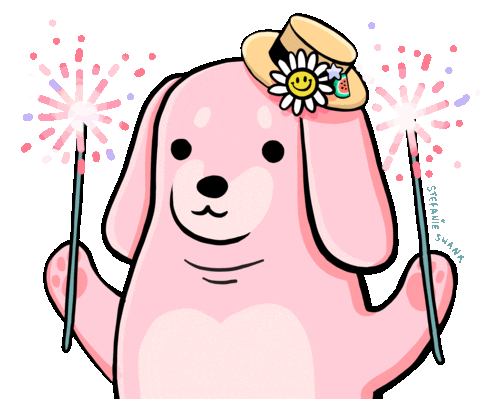 4Th Of July Dog Sticker by Stefanie Shank