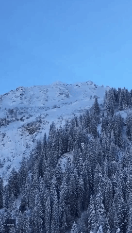 Controlled Avalanche Sweeps Down Mountain Near Austrian Ski Resort