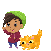 Cat Hello Sticker by Dinolingo - online language learning platform for kids