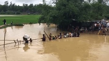 Flooding Displaces Rohingya Refugees in South Bangladesh