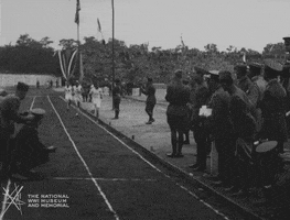 NationalWWIMuseum black and white running paris olympics GIF
