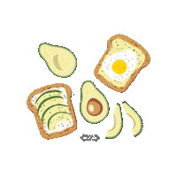 mudpiegift brunch avocado sunny side up avocado toast Sticker