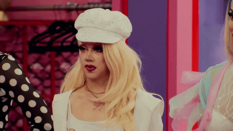 Reality TV gif. Willow Pill from RuPaul's Drag Race drops their jaw in shock.