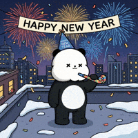 Happy New Year Fireworks GIF by Kanpai Pandas