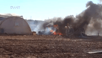 Activist Footage Shows Tent Burning After Attack on Camp Reported Outside Idlib
