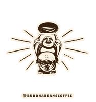 Coffee Laughing Buddha Sticker by buddhabeanscoffee
