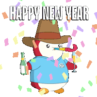 Celebrate Happy New Year Sticker by Pudgy Penguins