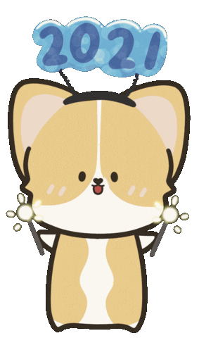 Happy New Year Corgi Sticker