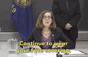 Kate Brown Face Mask GIF by GIPHY News