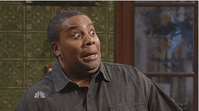 SNL gif. Kenan appears struck and frozen with fear, his eyes open wide, breathing deeply.
