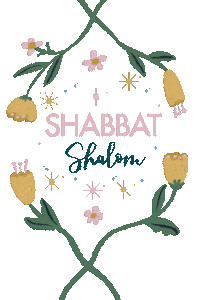 Shabbat Shalom Flowers Sticker