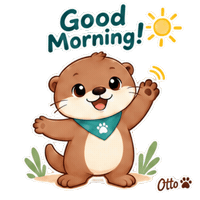 Good Morning Hello Sticker by Otto the Otter by GleeSpace