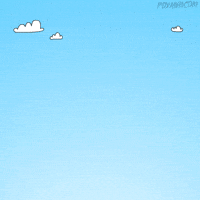 Illustration gif. Two smiling rainbow-like shapes come together for a high-five in the middle and then pass by each other.