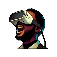 Vr Headset Man Laughing Sticker by Preneura