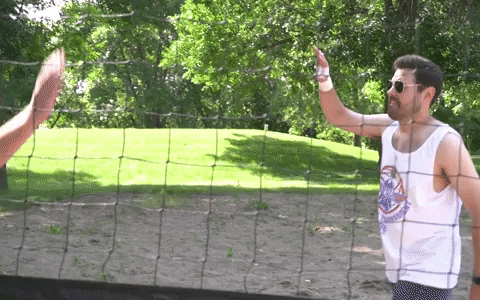 joshsoupir giphygifgrabber volleyball high five top gun GIF