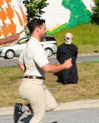 FrankieLaPenna reaction running run cake GIF