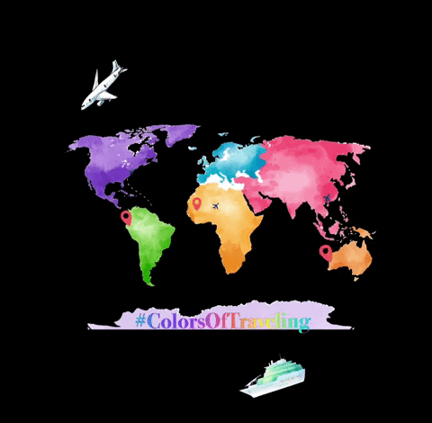 ColorsOfTraveling travel airplane flight aroundtheworld GIF
