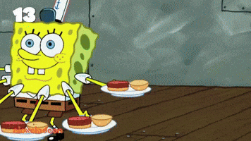spongebob burger krabby patty casino dealer card shuffle GIF