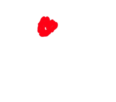 Sticker gif. Three bright red lip marks appear and kiss the screen before fading away.