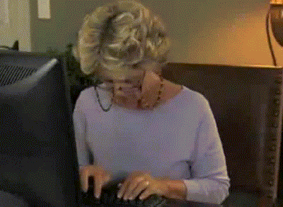 Grandmother typing slow on computer