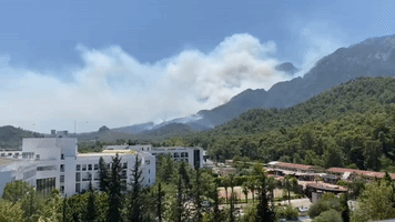 Firefighters Respond as Wildfire Erupts at Seaside Resort in Kemer