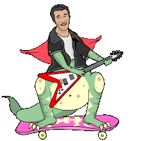 CreateDrop cool guitar skateboarding dinosaur Sticker