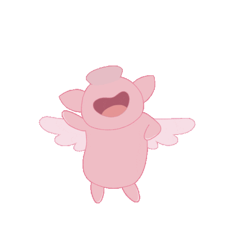 Excited Flying Pig Sticker by PositivelyPigasus