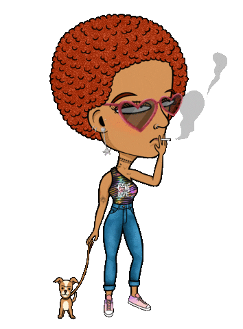 depressedcitizens dog woman nft smoke Sticker