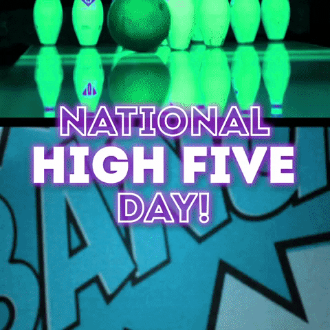 bowlero ball high five bowl bowling GIF