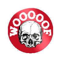 WOOOOOF red skull death boo Sticker