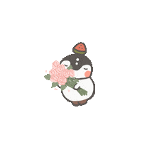 Penguin Roses Sticker