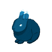 marlynnarts angry blue bunny glow Sticker