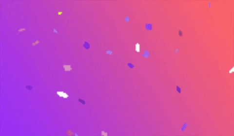 Text gif. Against a purple-pink ombre background, the words, "Have a wonderful Tuesday!" slingshot onto the screen as confetti rains down.